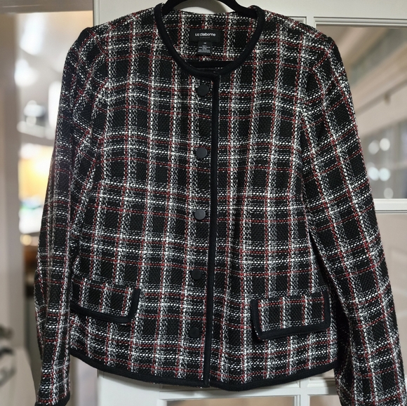 Liz Claiborne Jackets & Blazers - Liz Claiborne's Women's Black and Red Plaid Jacket Sz 14